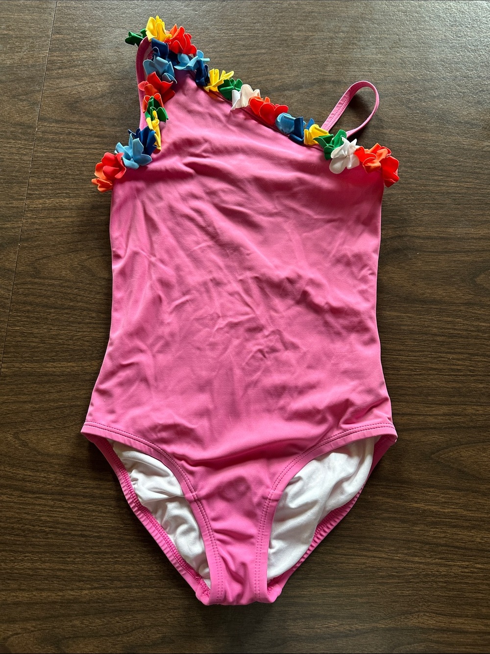 Hanna Andersson Bright Pink Girls' One-Piece Swim Top with White Lining